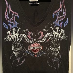 Harley Davidson small pink and purple flames tshirt